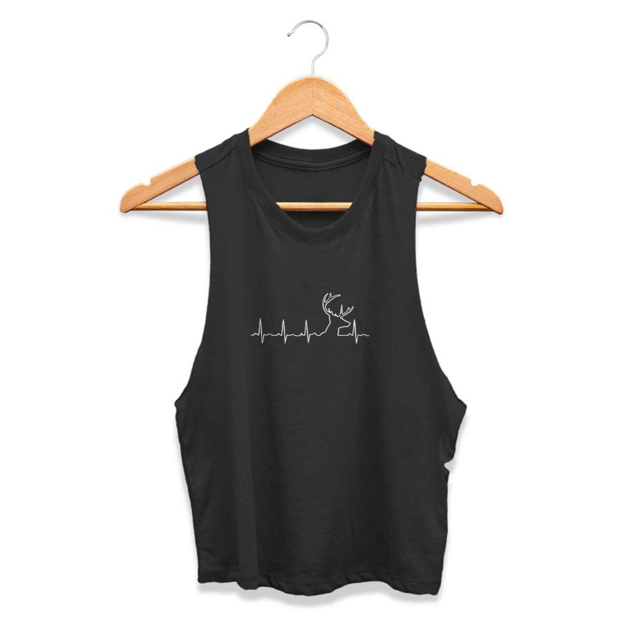 Deer Heartbeat Hunting CPY Womans Crop Tanktop Tee