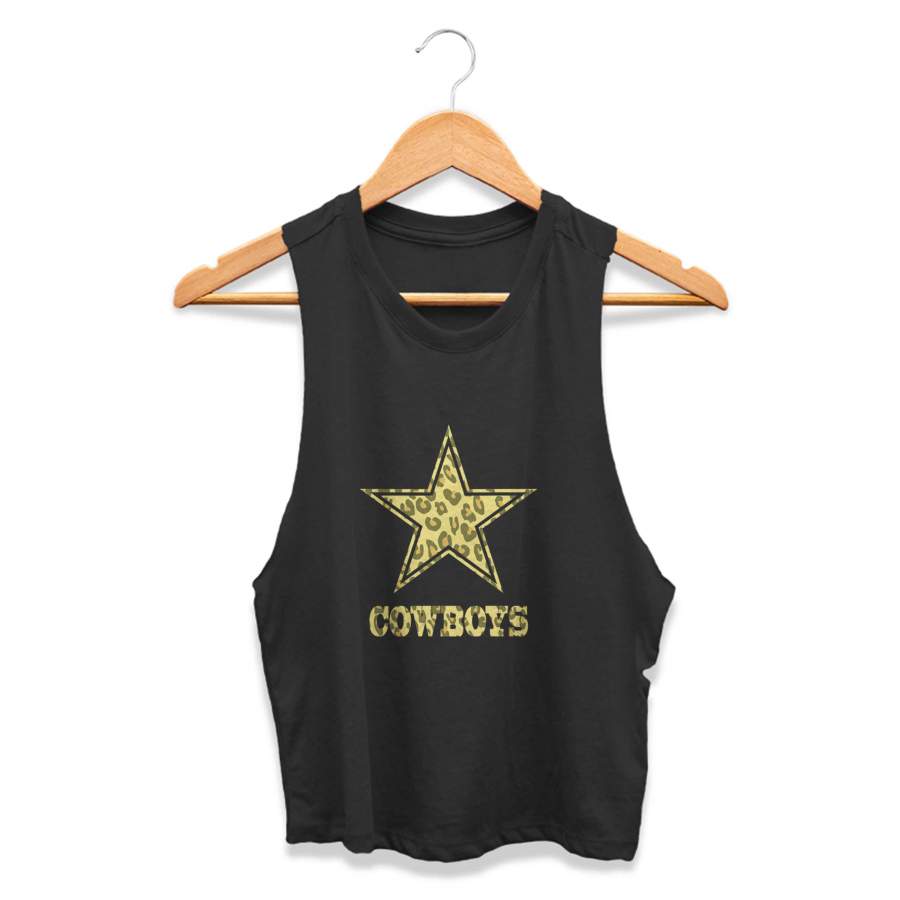 Cheetah Dallas Cowboys Leopard Baseball Star Print Love Deep In The Heart Texas CPY Womans Crop Tanktop Tee