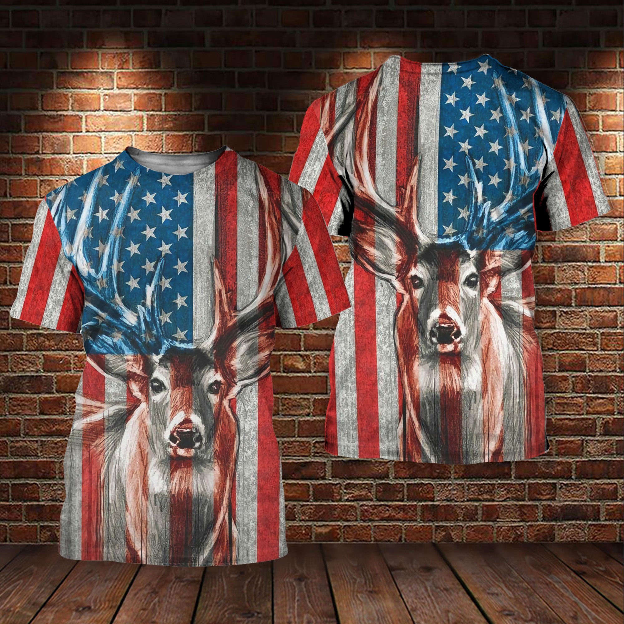 Deer Hunting American Flag 3D All Over