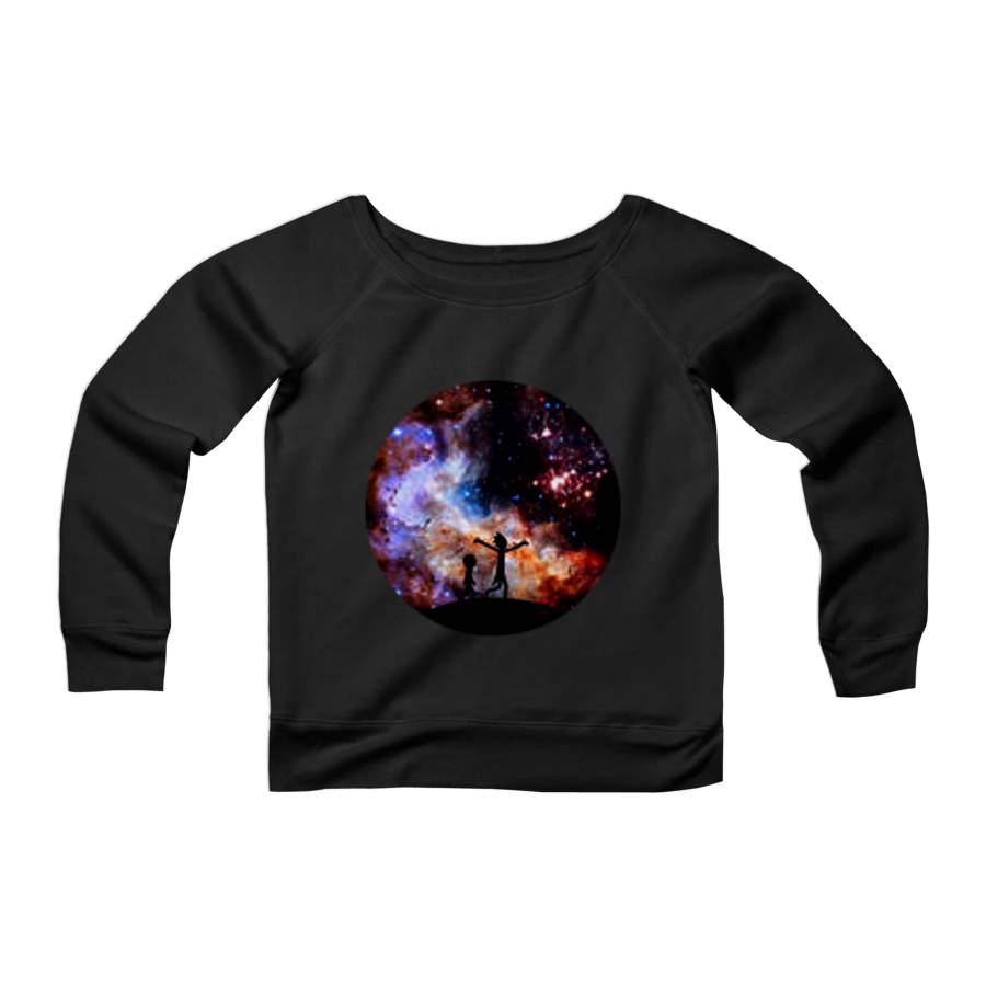 Rick And Morty In Space Hubble Graphic Gift For Him CPY Womans Wide Neck Sweatshirt Sweater