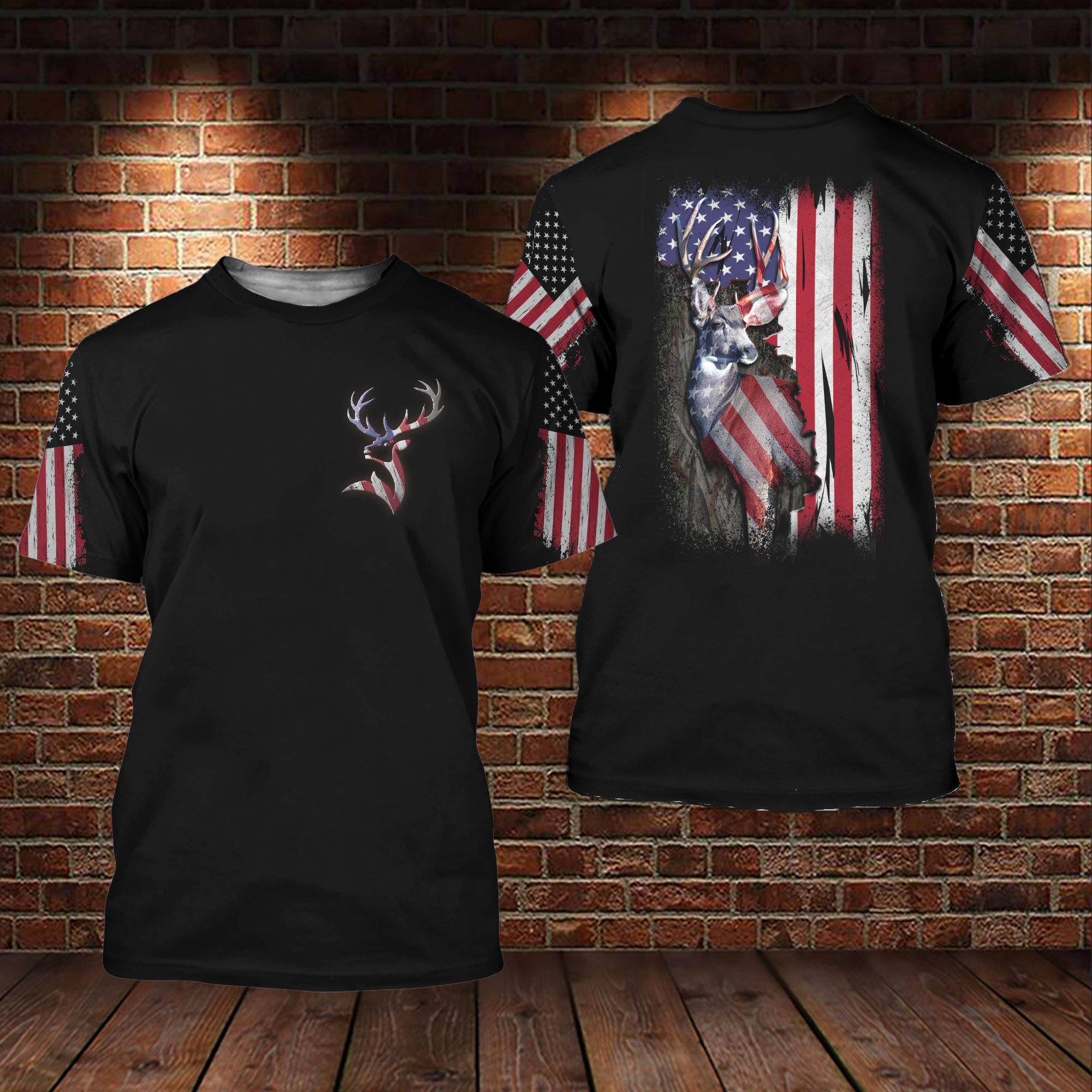 Hunting Deer American Flag 3D All Over