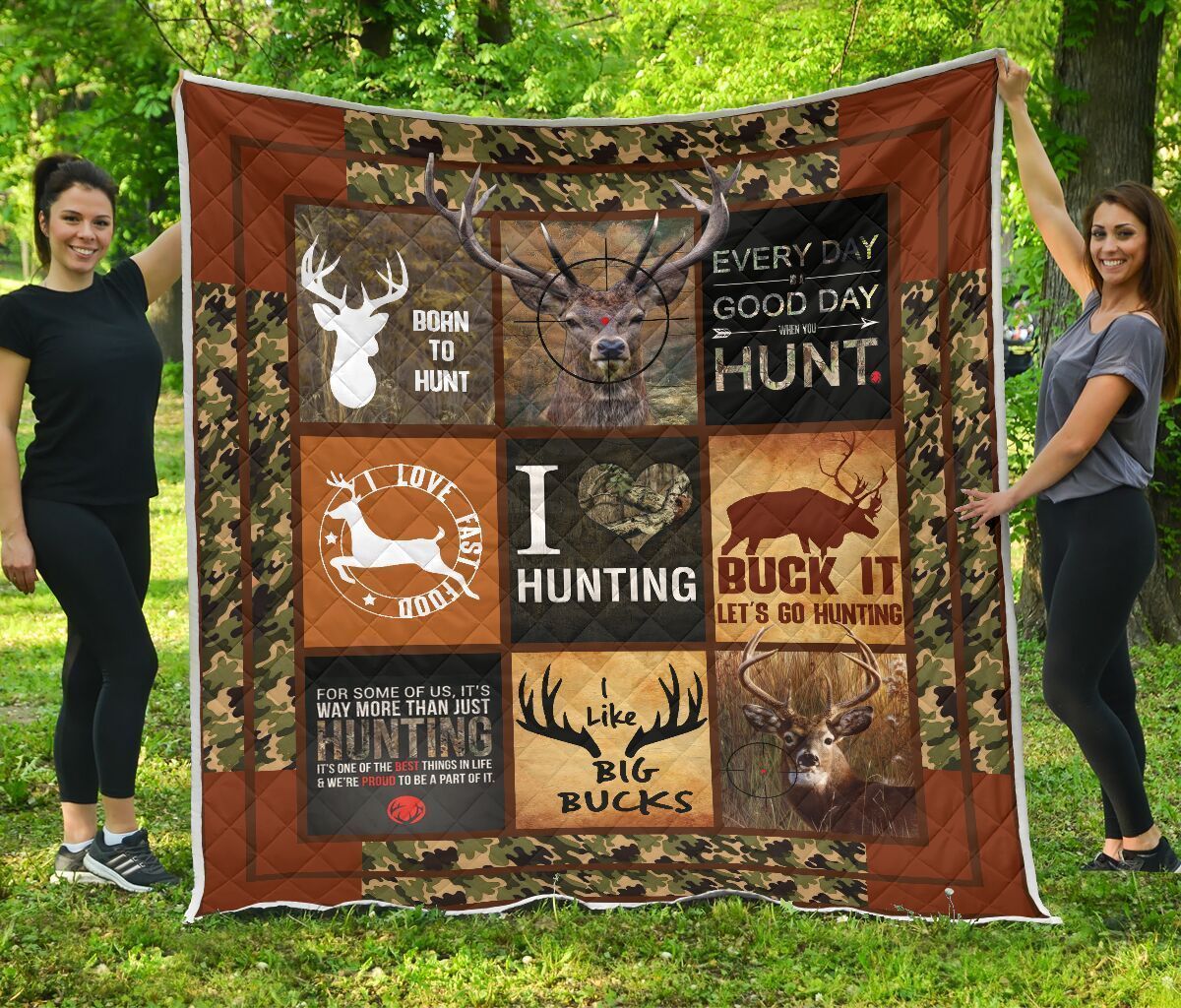 DEER HUNTING I LIKE BIG BUCKS QUILT THHHT29042001