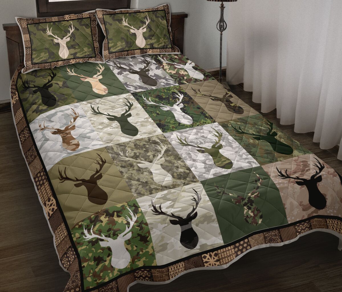 DEER HUNTING CAMO QUILT BED Set THHHT17042001