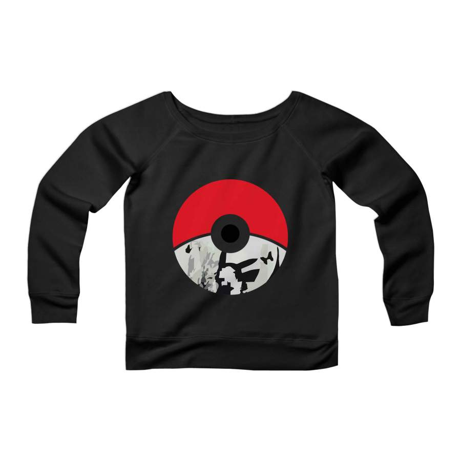 Pokeball Pikachu Pokemon Go Retro CPY Womans Wide Neck Sweatshirt Sweater