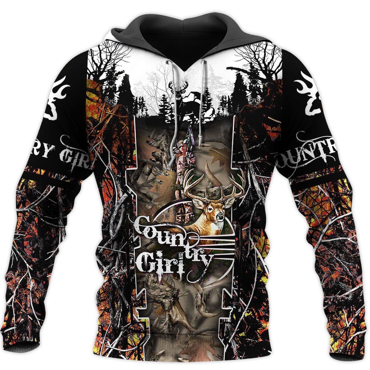 164THHHT-DEER HUNTING COUNTRY GIRL 3D ALL OVER PRINT