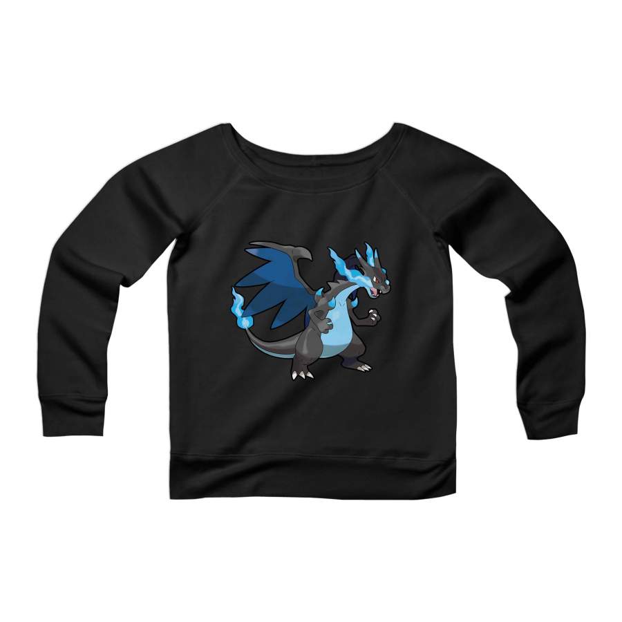 Pokemon Mega Charizard X Pikachu Pokemon CPY Womans Wide Neck Sweatshirt Sweater