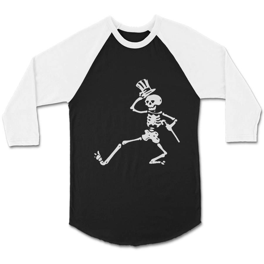 Grateful Dead Head Fan Dancing Skeleton Shakedown Street Halloween CPY Unisex 3/4 Sleeve Baseball Tee T-Shirt