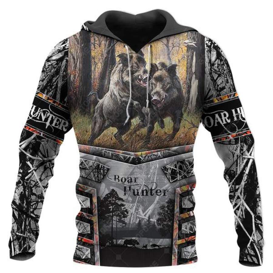 Boar Tank Hunting Camo Men/Women All Over Printed Hoodie Xl