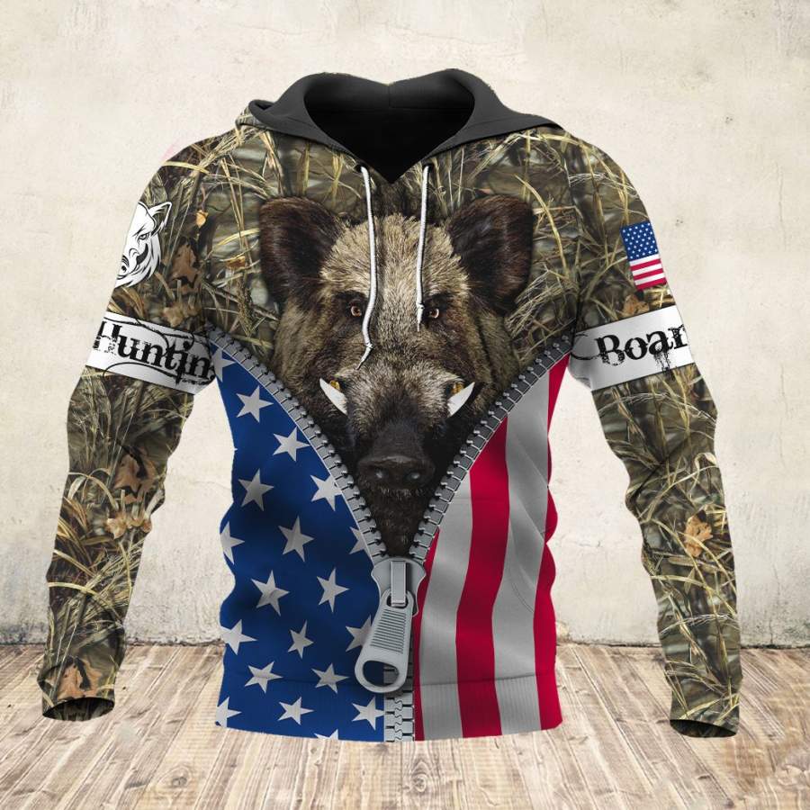 Boar Hunting Flag 02 Men/Women All Over Printed Hoodie Xl