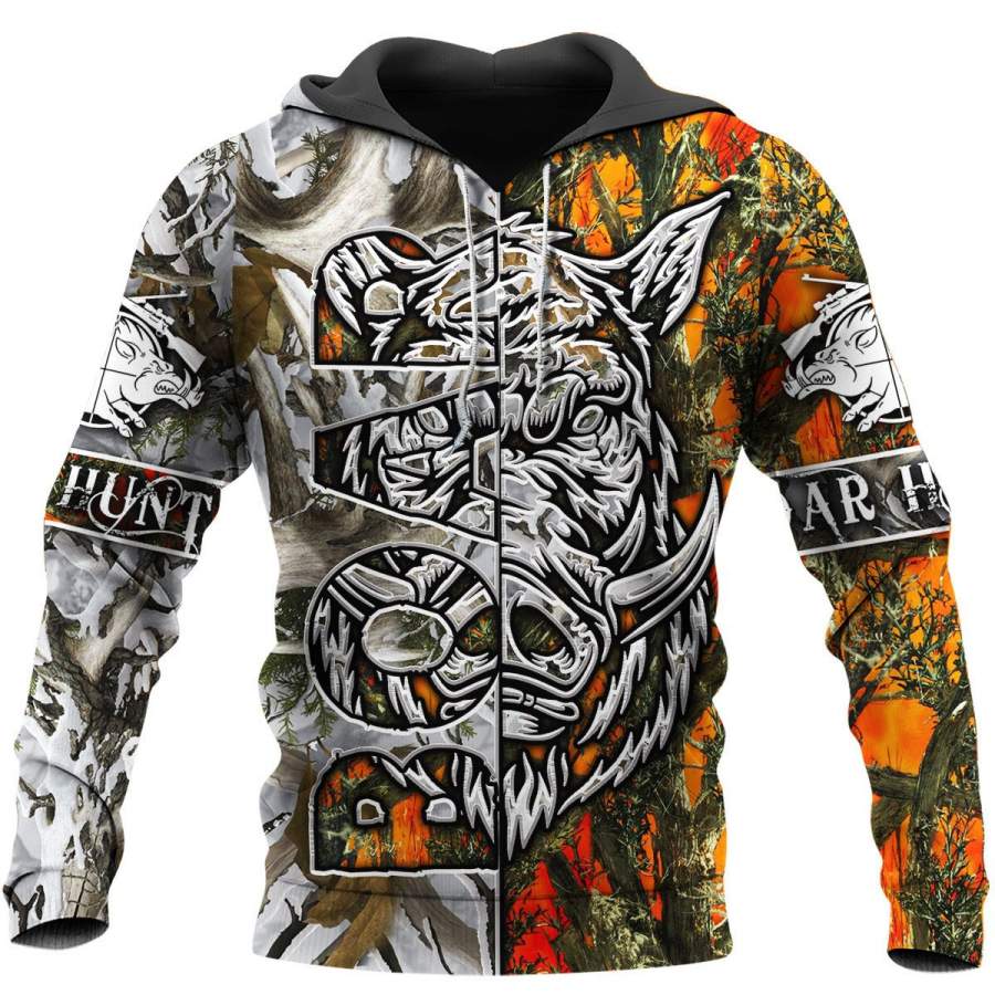 Boar Hunting Men/Women All Over Printed Hoodie Xl