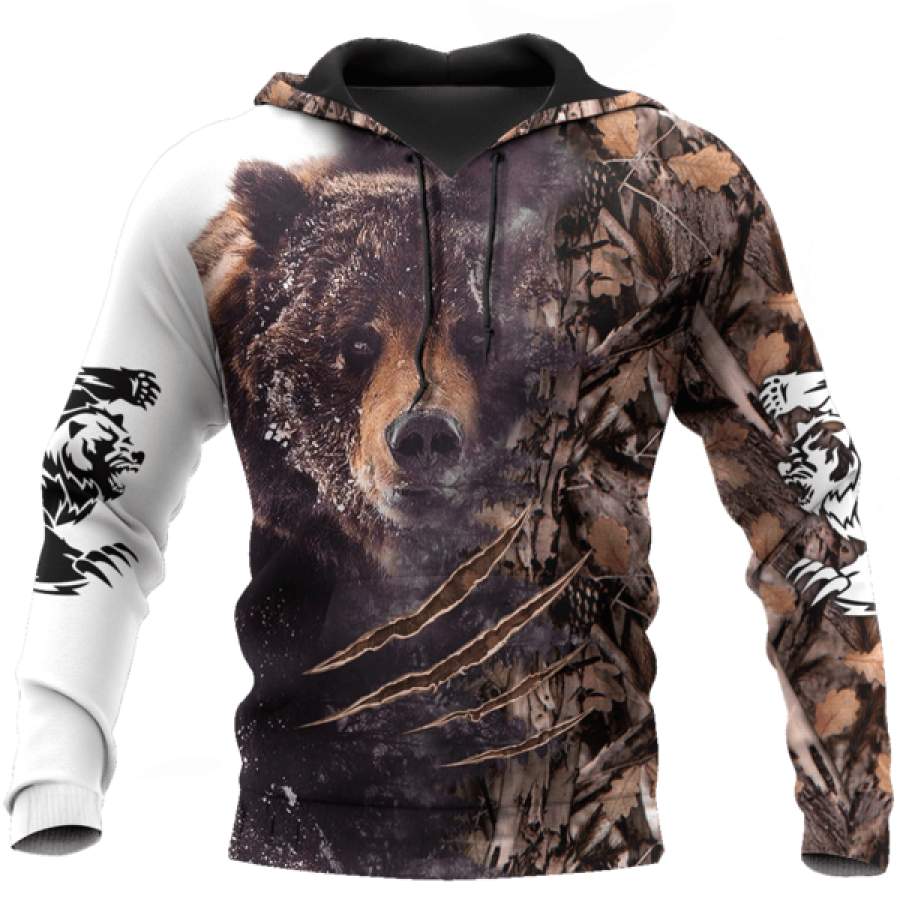 Bear Hunting Men/Women All Over Printed Hoodie Xl