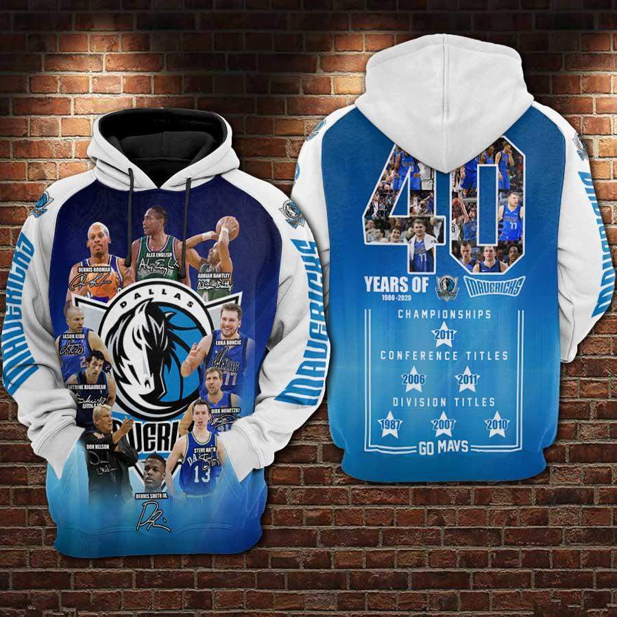 Dallas Mavericks 40 Years Men/Women All-Over Print 3D Hoodie