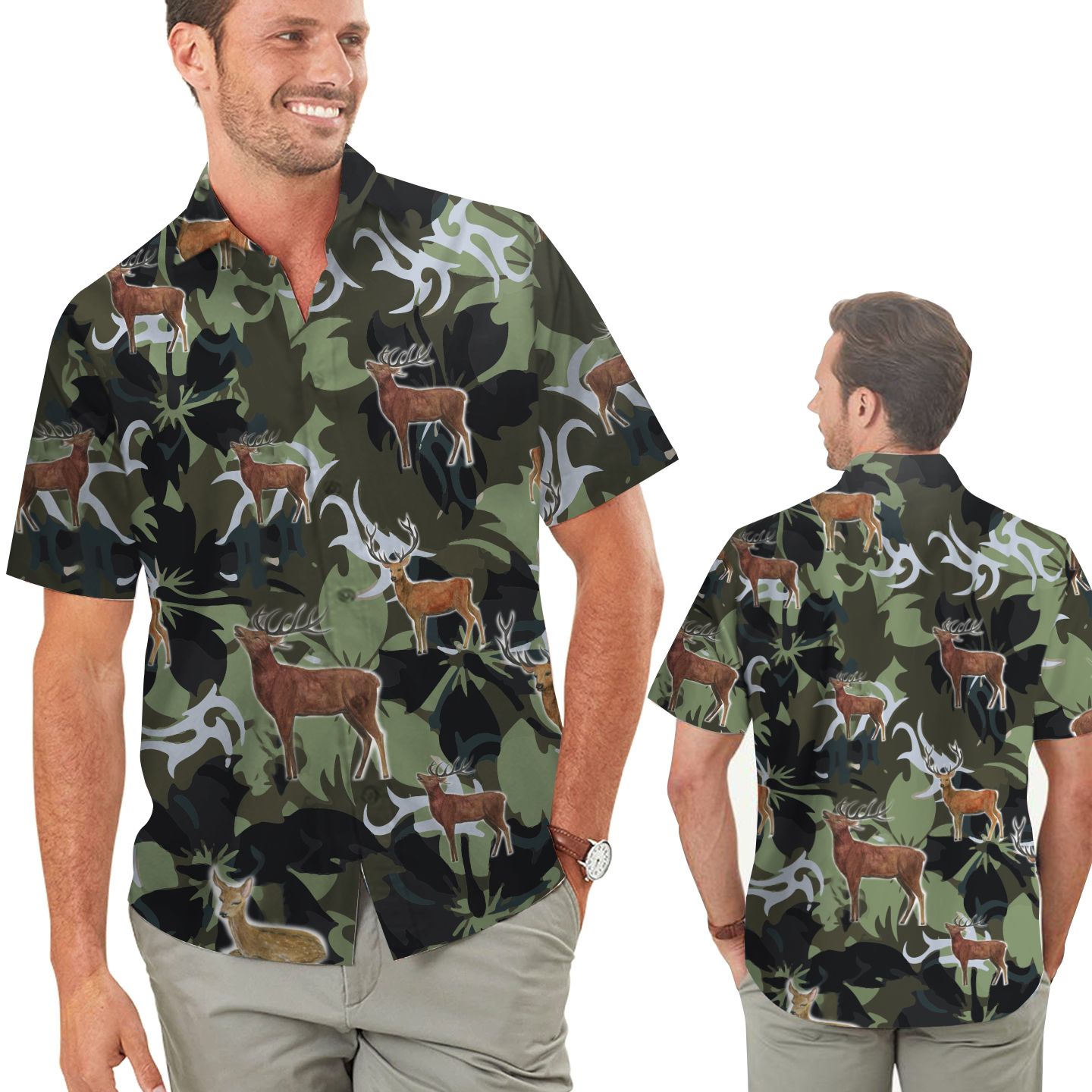 Camouflage Deer Hunting Men Hawaiian Shirt For Hunters In Daily Life