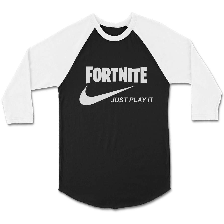 Fortnite Just Play It Run Dmc Logo Unisex 3/4 Sleeve Baseball Tee T-Shirt