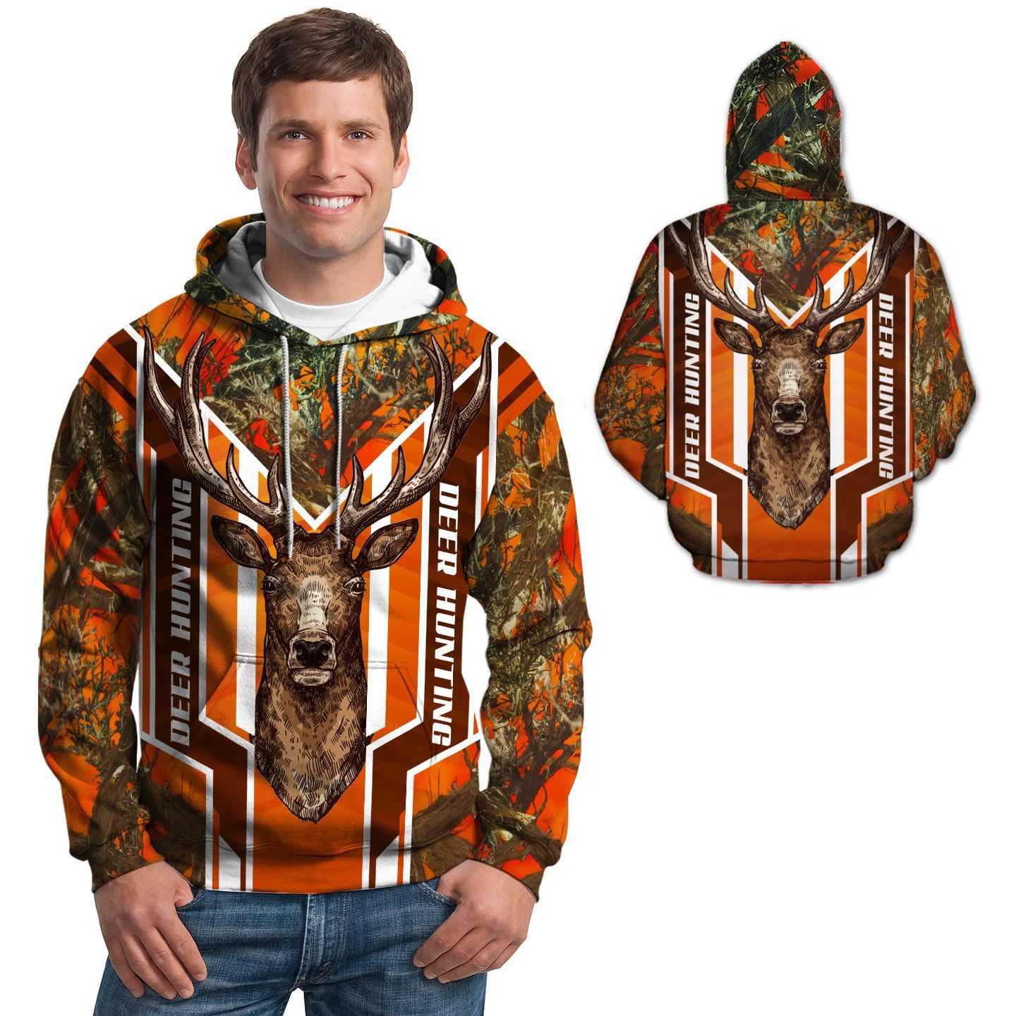 Deer Hunting With A Deer And Forest Hoodie For Deer Hunter