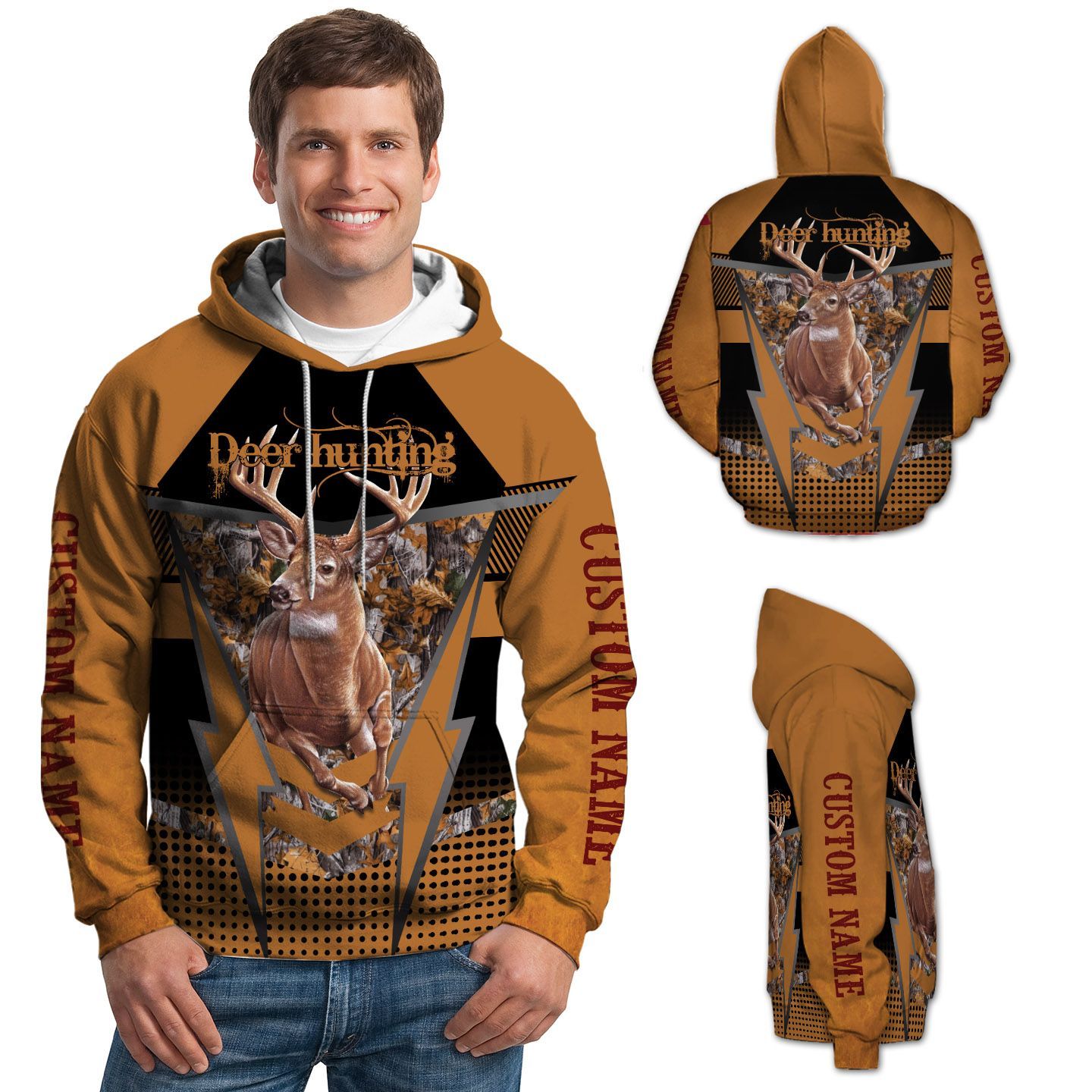 Custom Name Deer Hunting With A Deer And Forest Hoodie For Deer Hunter