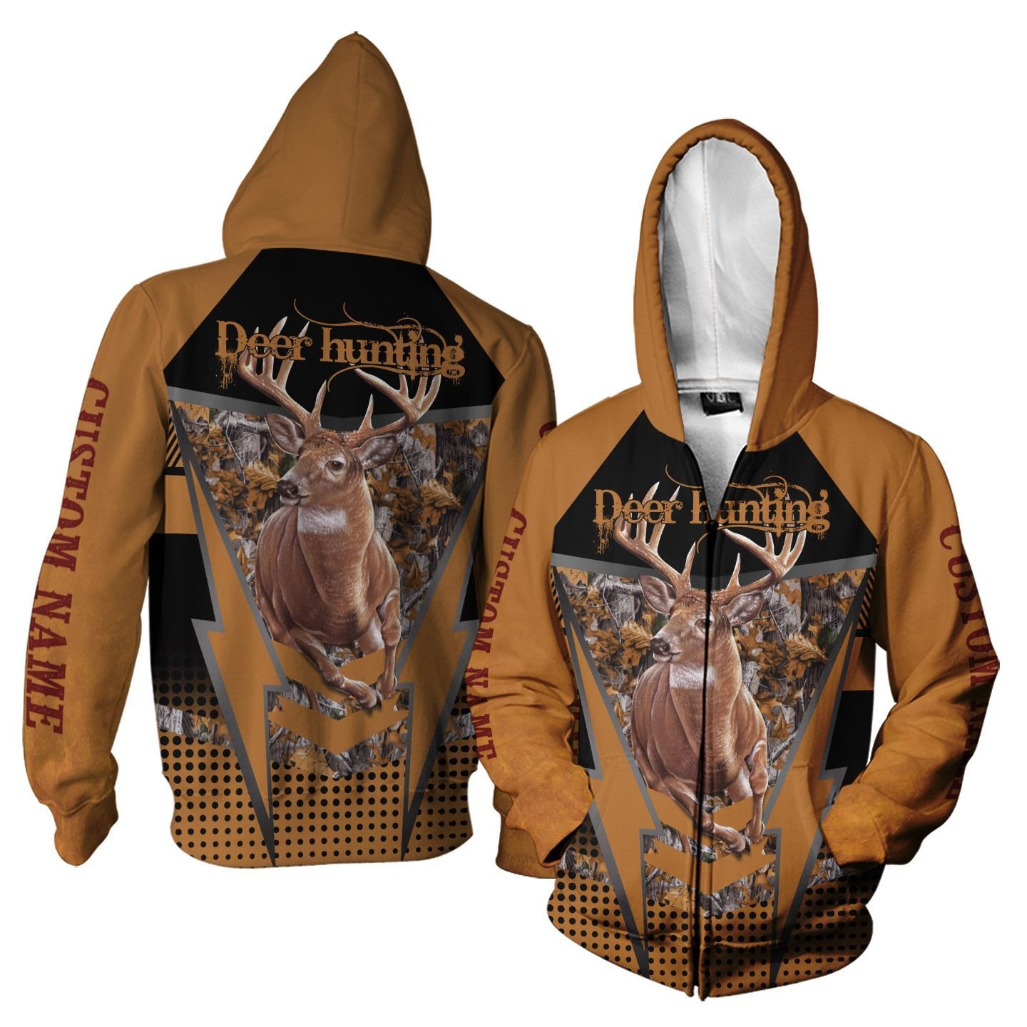 Custom Name Deer Hunting With A Deer And Forest Zip Hoodie For Deer Hunter