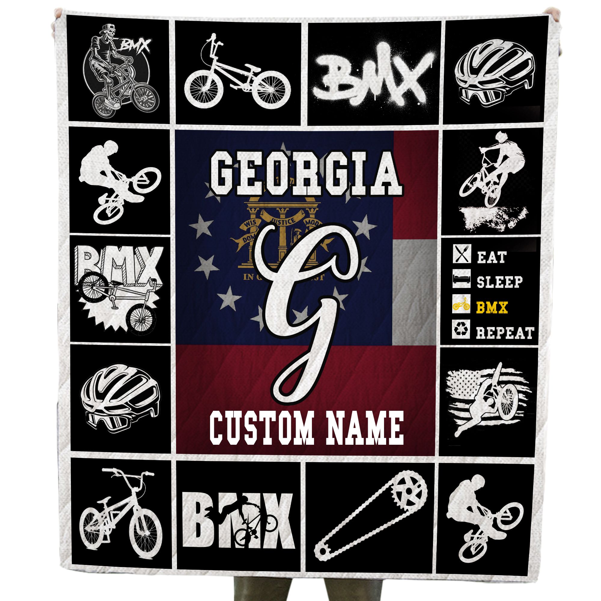 Georgia BMX Custom Name Quilt For Cycling And Extreme Sports Lovers In Daily Life