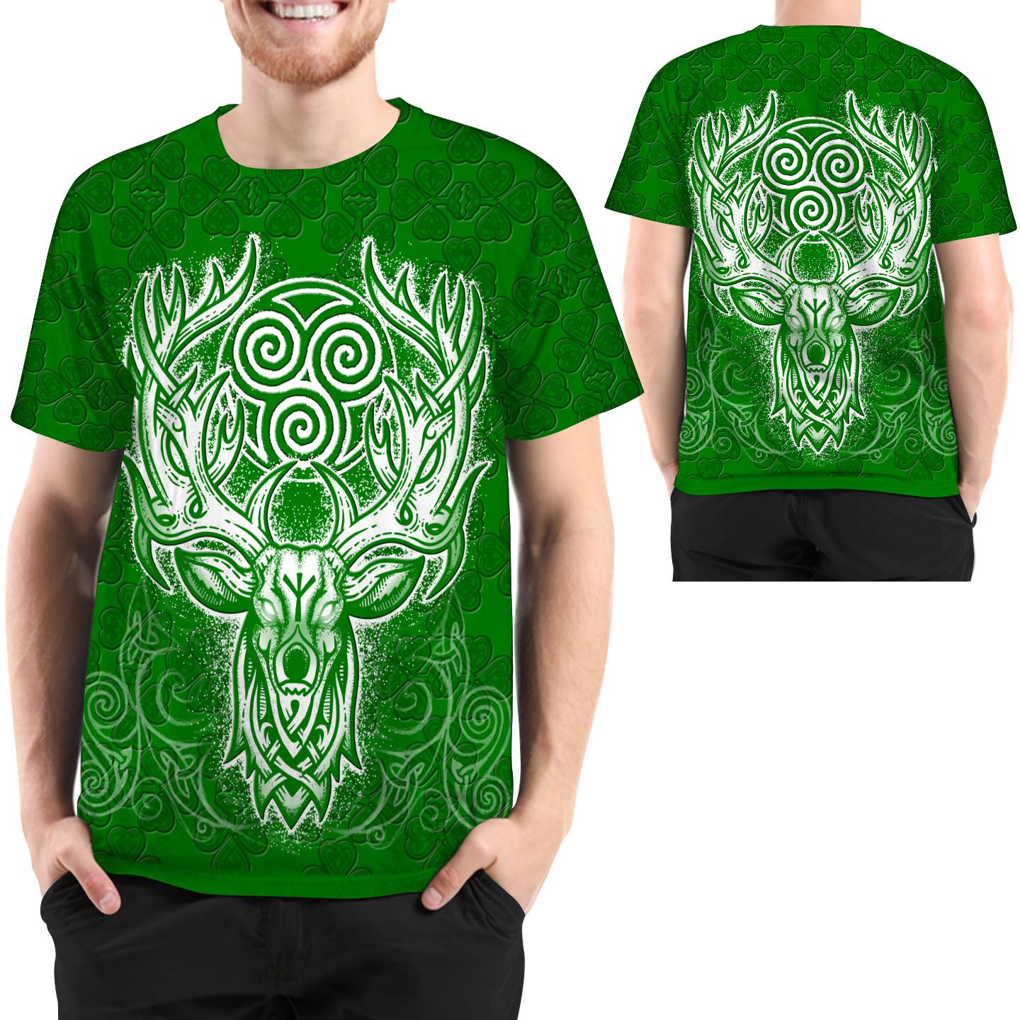 Deer Hunting T Shirt With Shamrock and Triskelion For Hunter On St Patricks Day