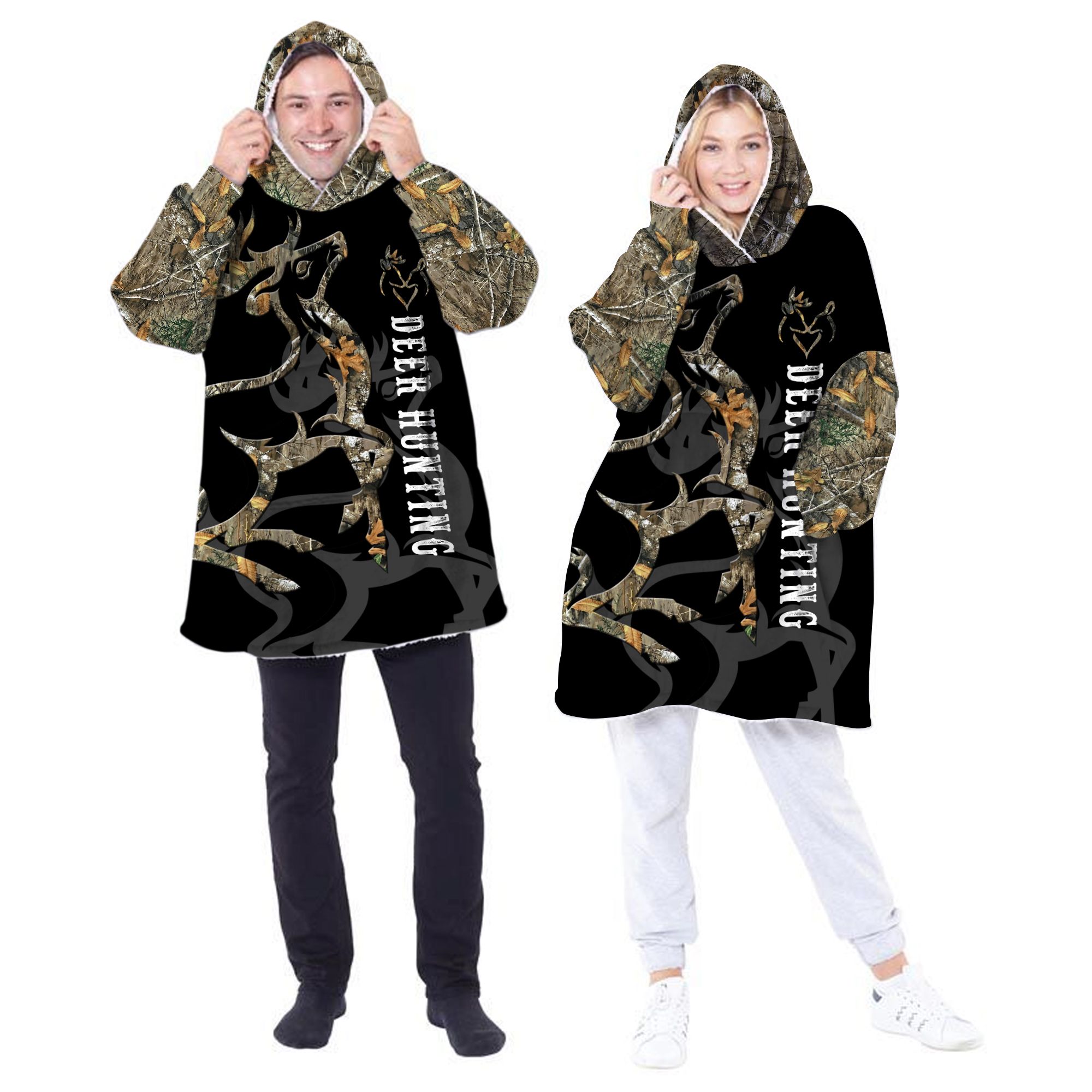 Deer Hunting Camouflage Custom Name Huggle Hoodie Shirt Design For Deer Hunters