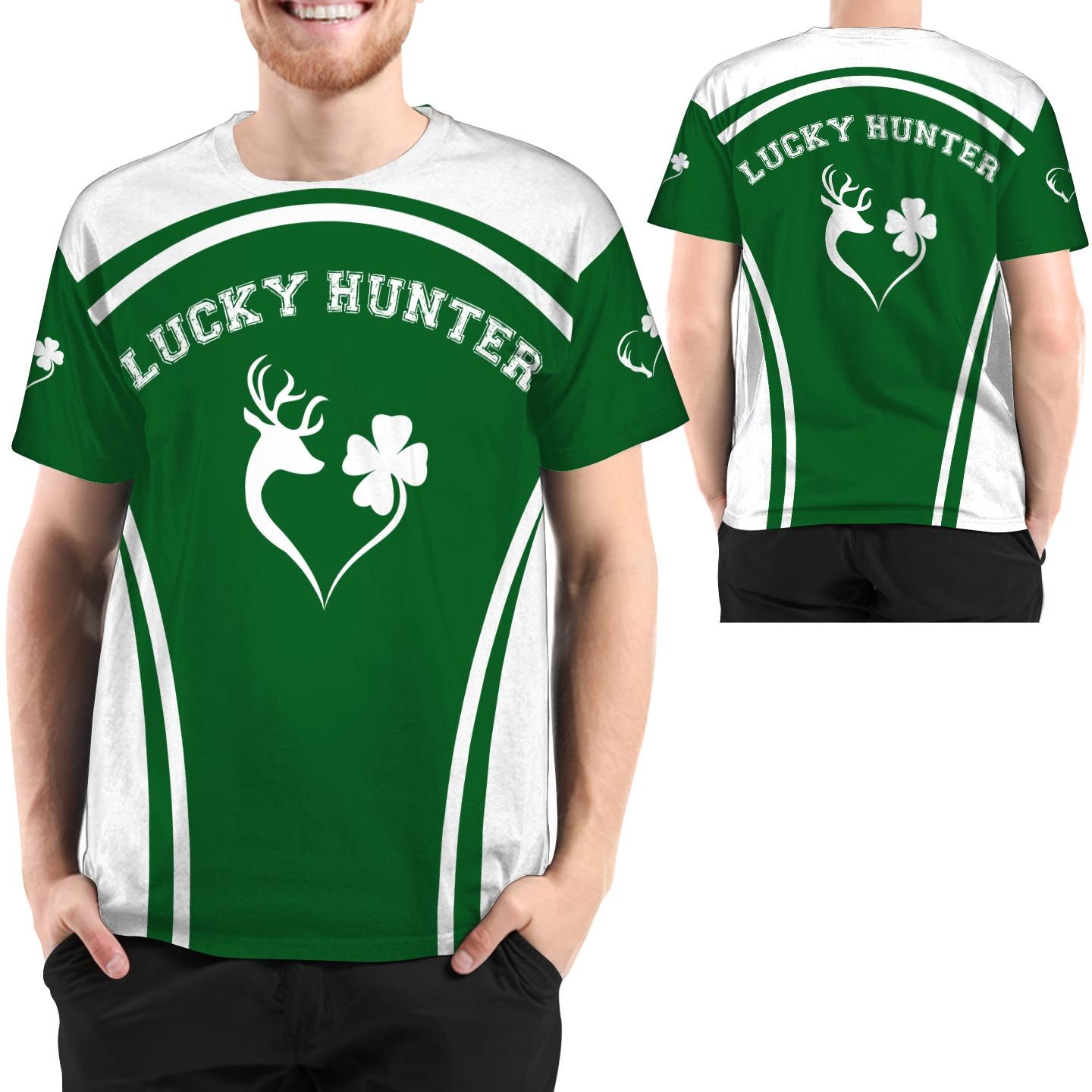 Lucky Hunter 3D T-shirt For Deer Hunting Lovers On St. Patrick’s Day