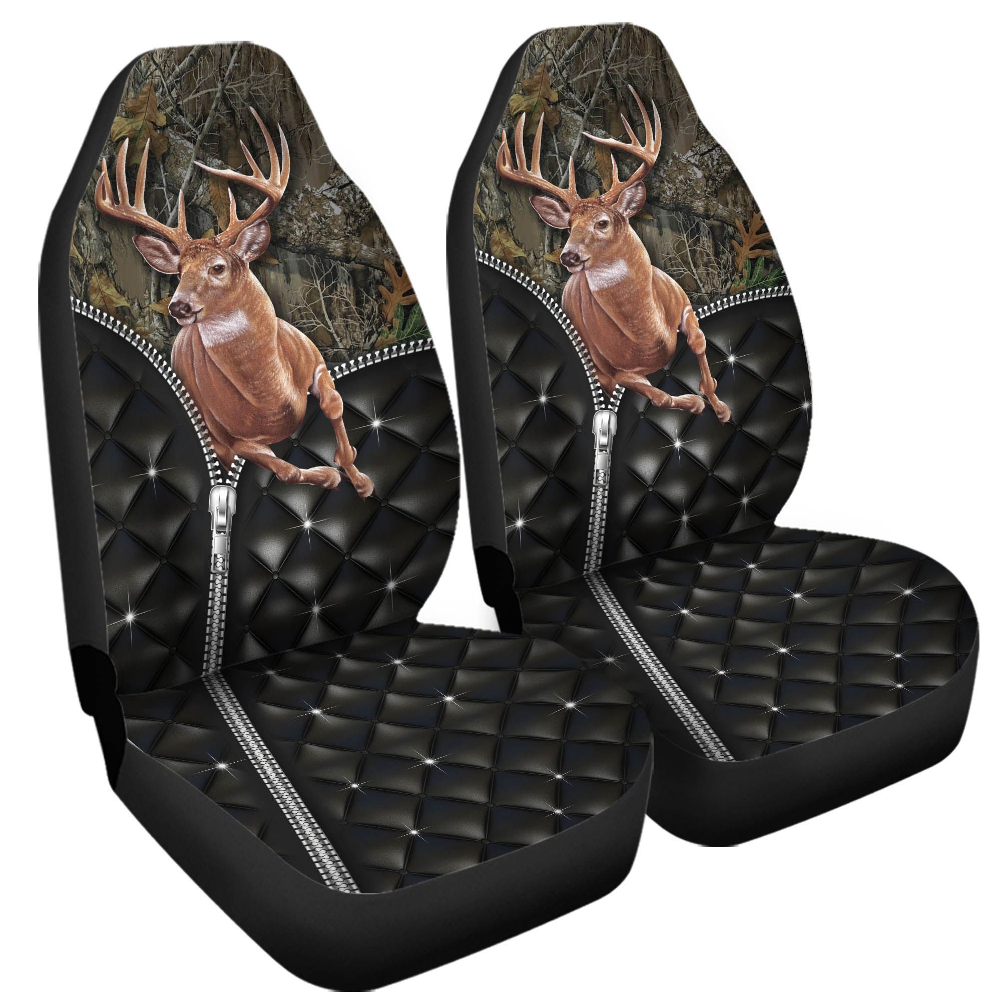 Deer Hunting Black Leather Upholstery Car Seat Covers For Hunters