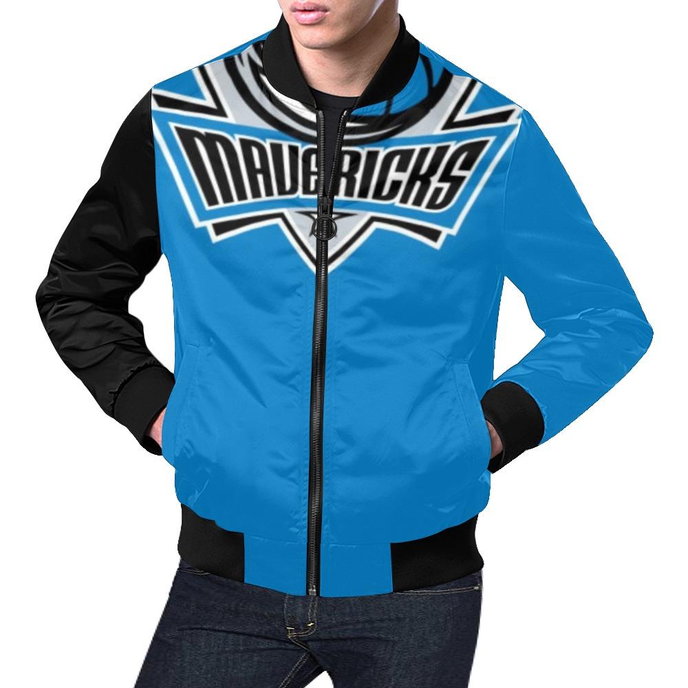 Dallas Mavericks Black And Blue Sleeve All Over Print Bomber Jacket For Men