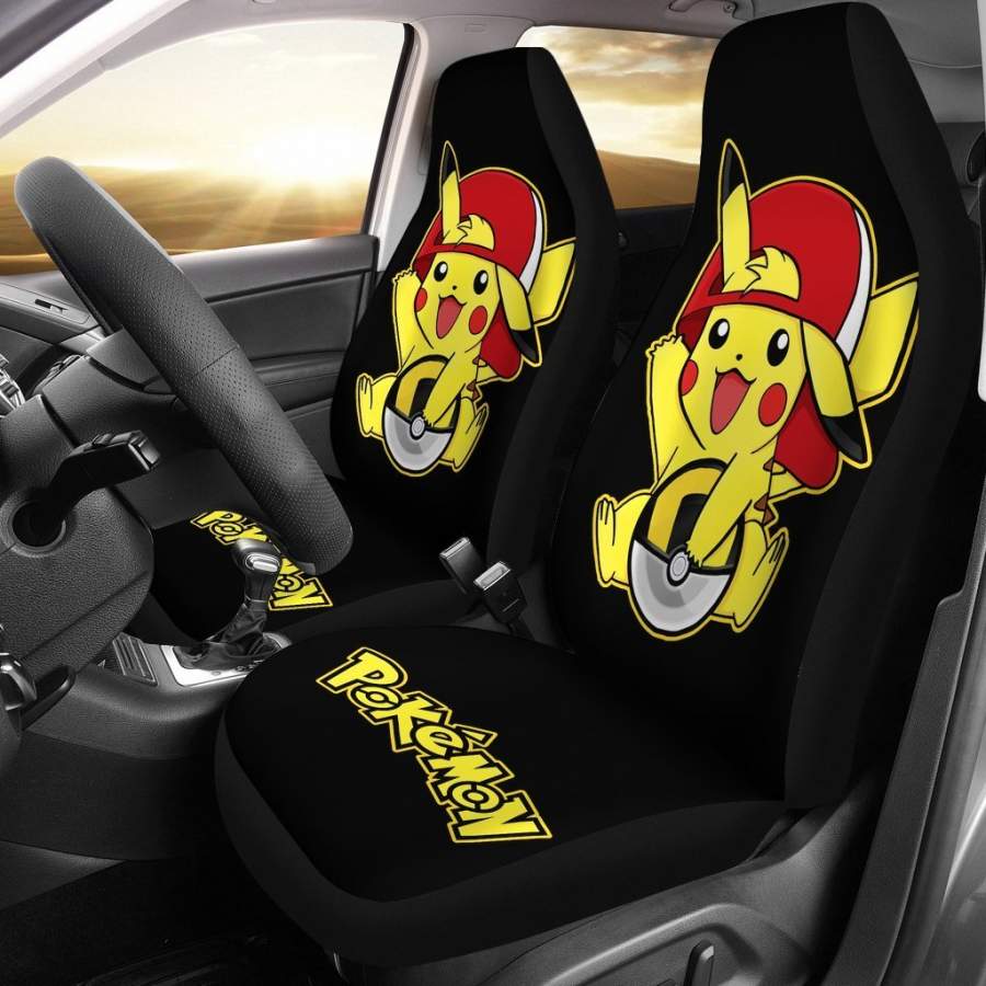 Funny Pikachu Car Seat Covers Pokemon Anime Fan Gift