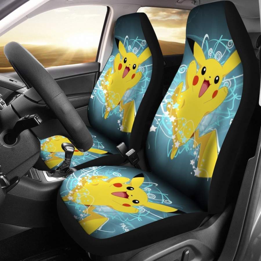 Happy Pikachu Car Seat Covers Pokemon Anime Fan Gift