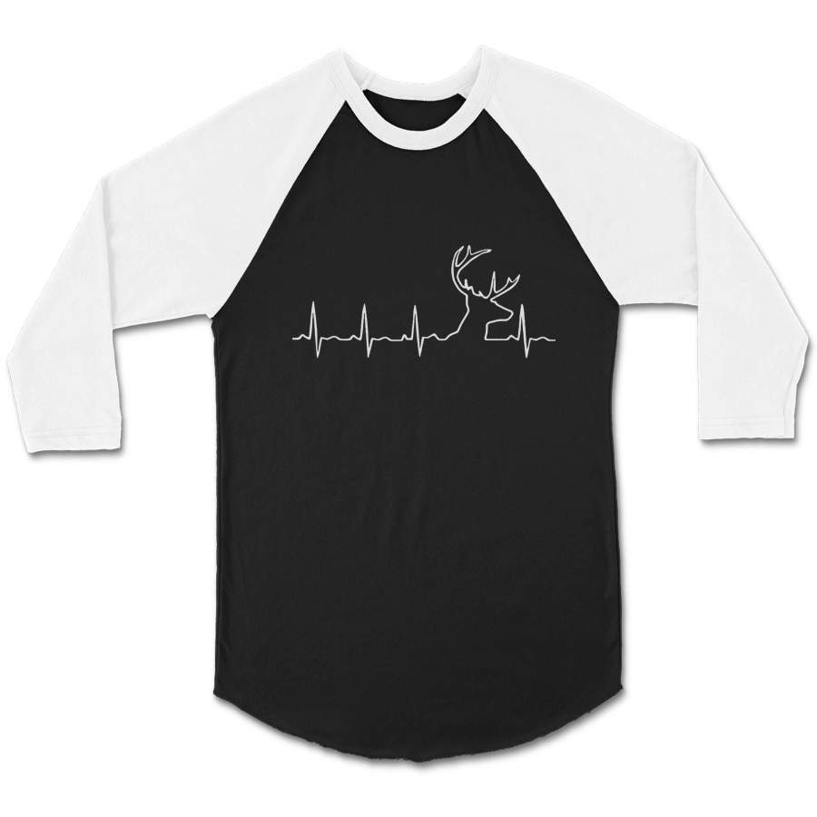 Deer Heartbeat Hunting CPY Unisex 3/4 Sleeve Baseball Tee T-Shirt