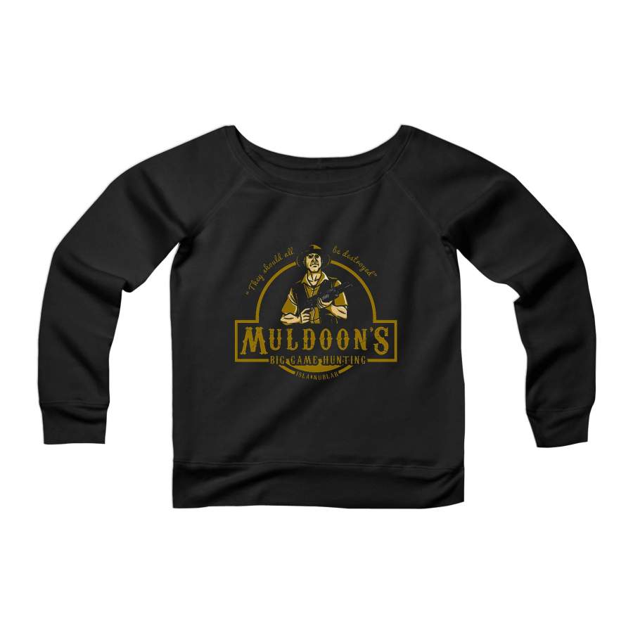 Jurassic Park Robert Muldoons Big Game Hunting CPY Womans Wide Neck Sweatshirt Sweater