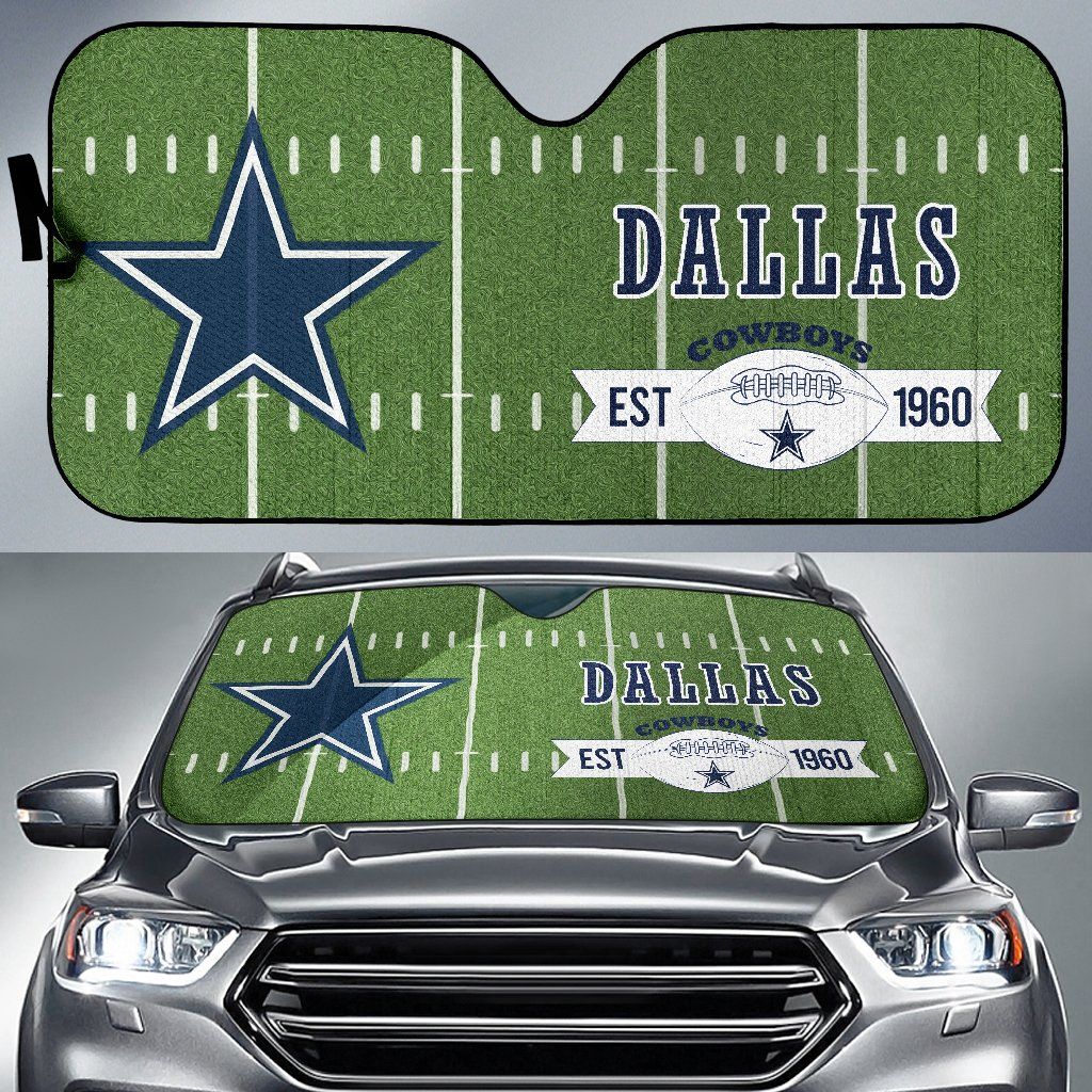 Dallas Cowboys Rugby Field Green Glass Auto Sun Shade Na210127