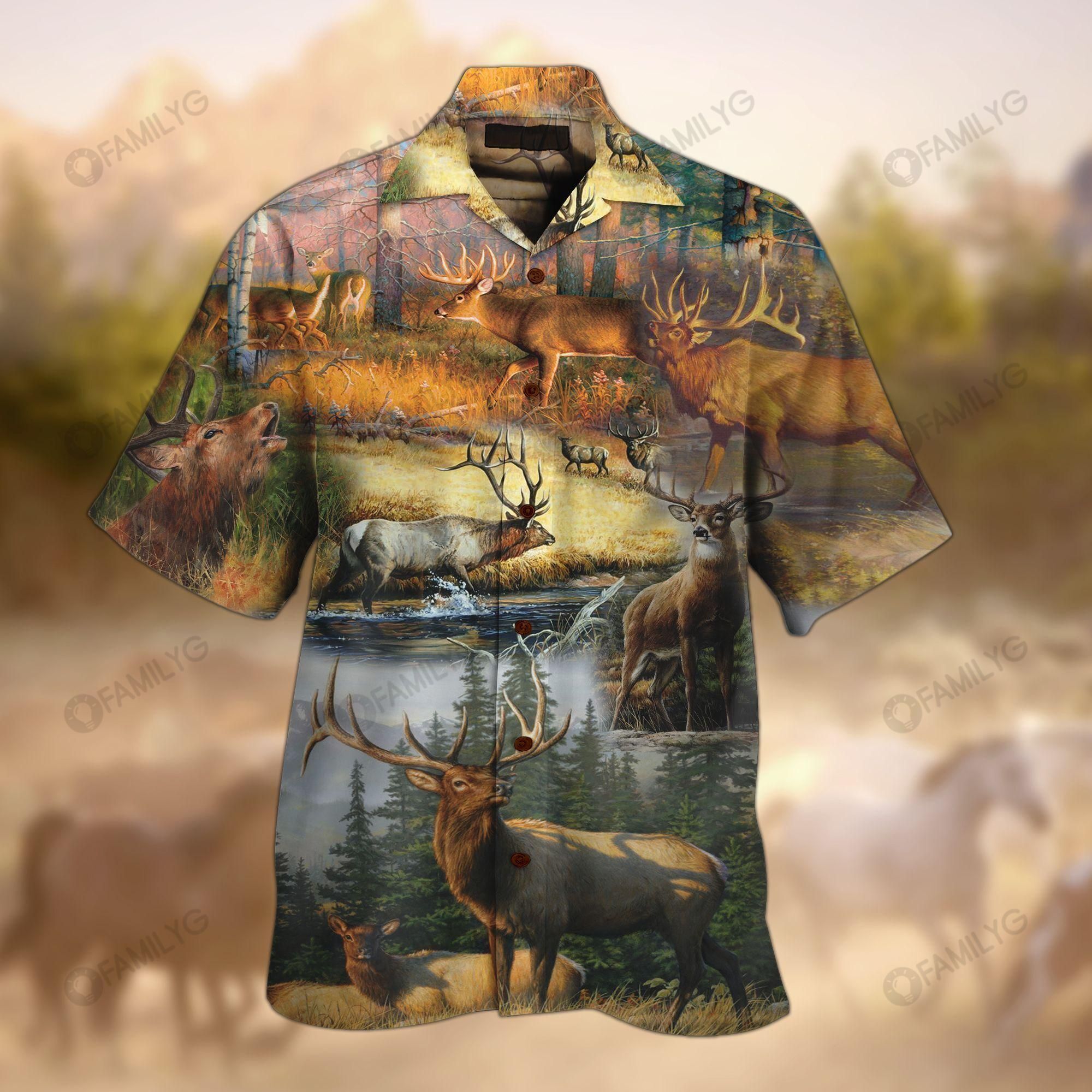 Deer Hunting Shirts – Deer In The Wood – Hunting Hawaiian Shirt