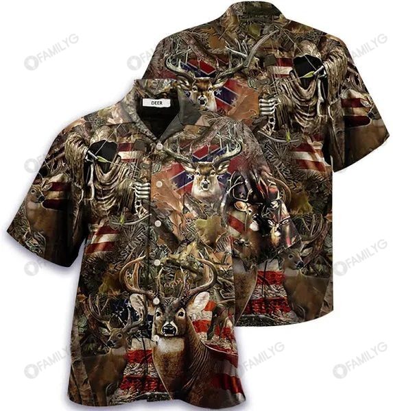 Deer Hunting Shirts – Bow Hunting American Flag – Hunting Hawaiian Shirt