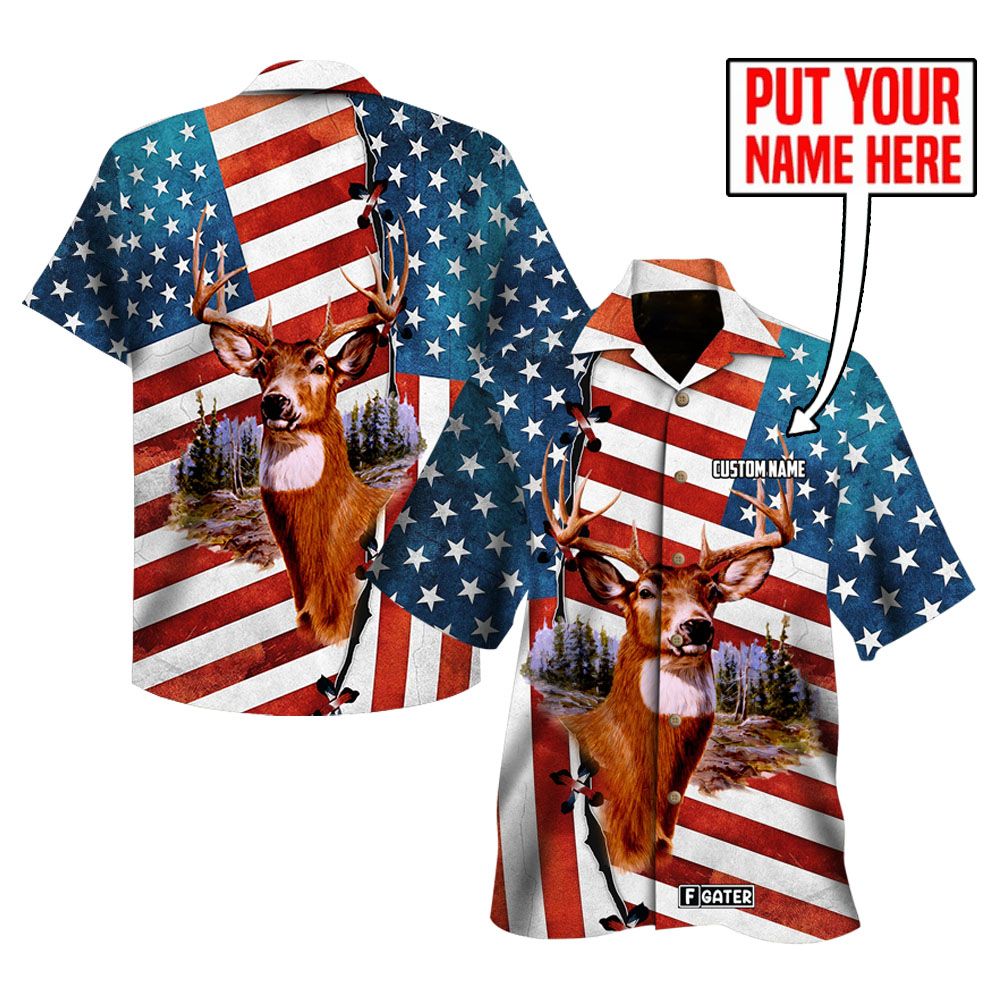 Deer Hunting Shirt – America Deer Hunter Happy 4Th Of July Custom Hawaiian Shirt Re