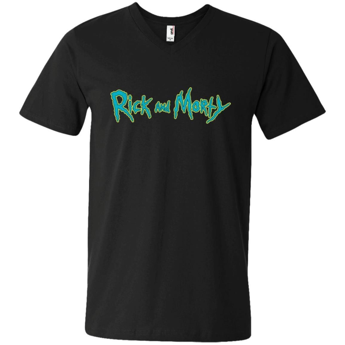 Rick And Morty Title Typography Men V-Neck T-Shirt