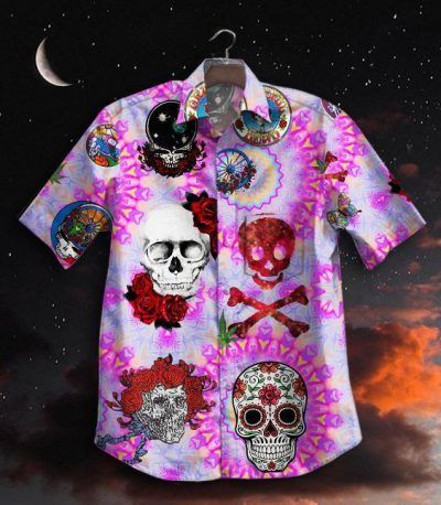 Gettyshirt Skull Tropical Vintage Grateful Dead Cotton Mens Hawaiian Shirt V5