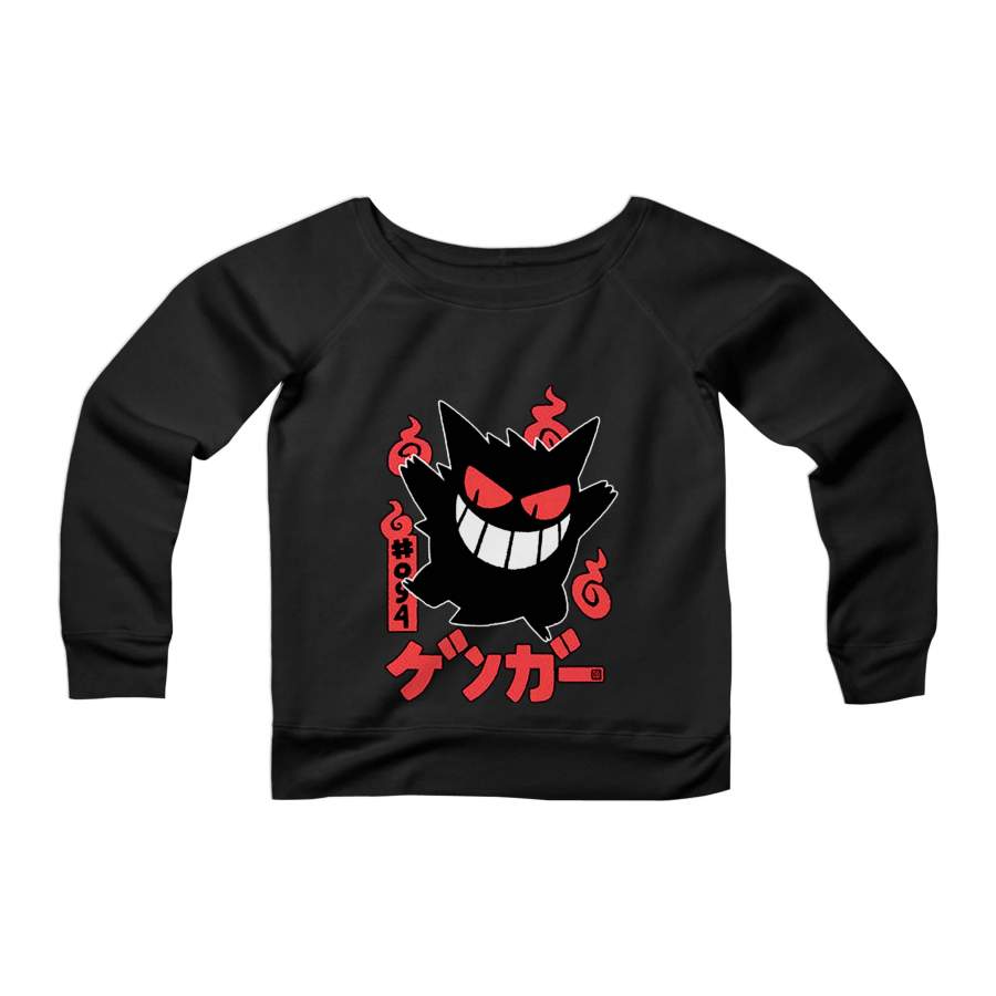 Gangar Pokemon Gift Inksterinc Pokemon Go CPY Womans Wide Neck Sweatshirt Sweater