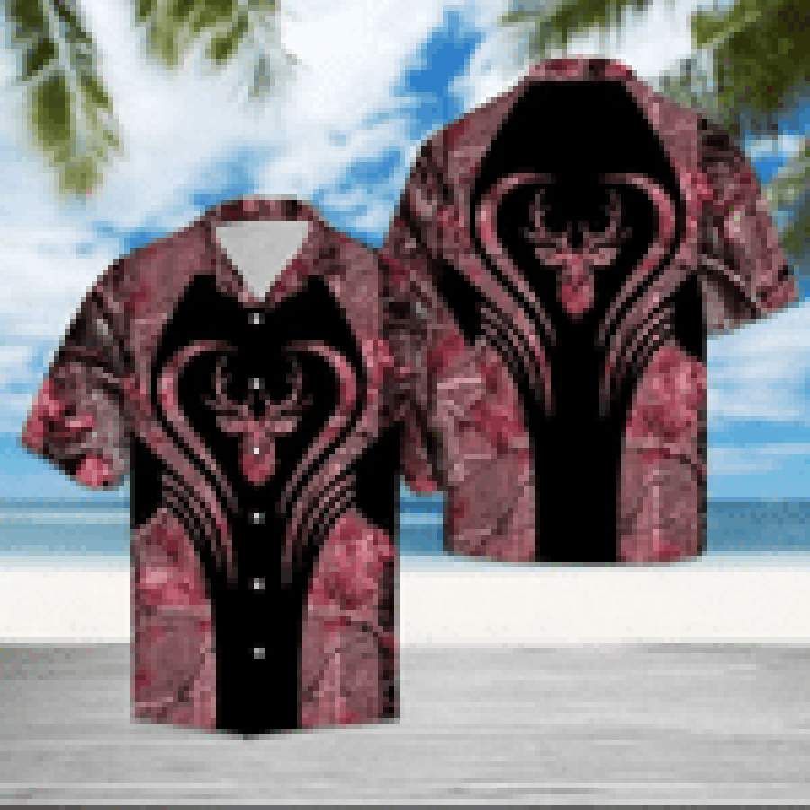 Hawaiian Aloha Shirts Pink Camo Deer Hunting