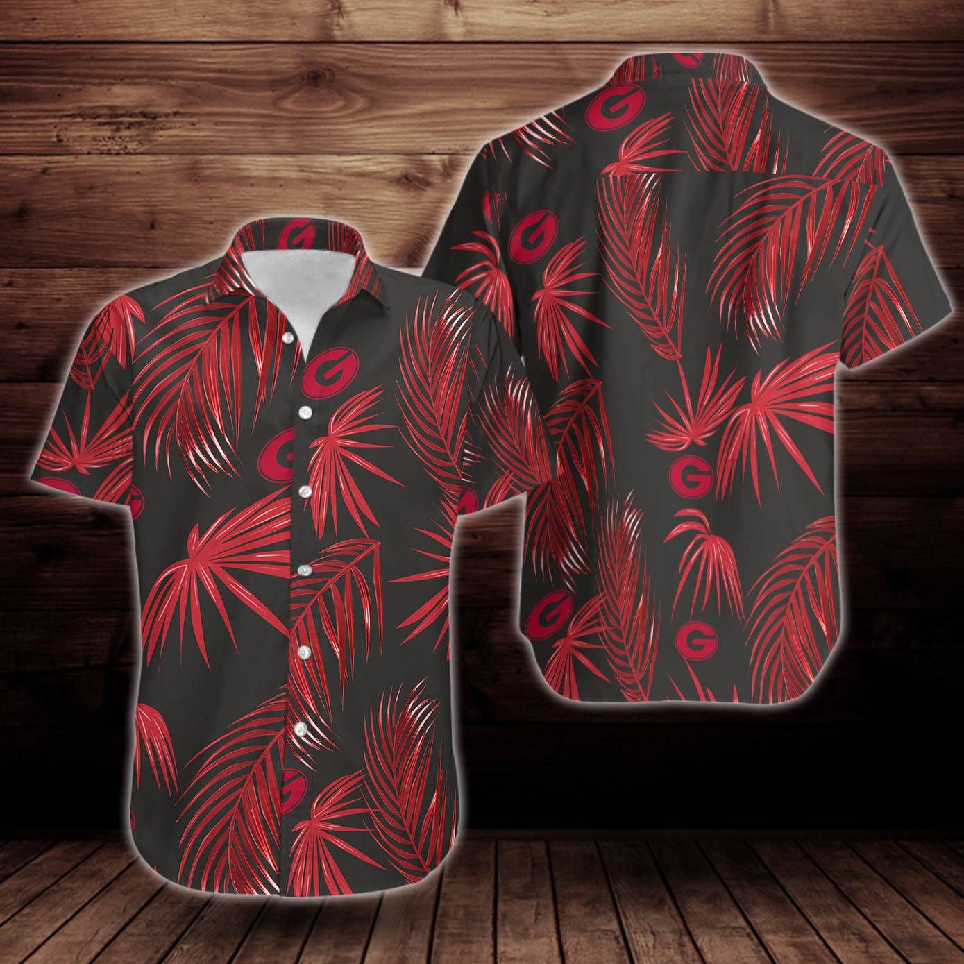 Georgia Bulldogs Flower Short Sleeve Hawaiian Aloha Shirts Aloha Shirts