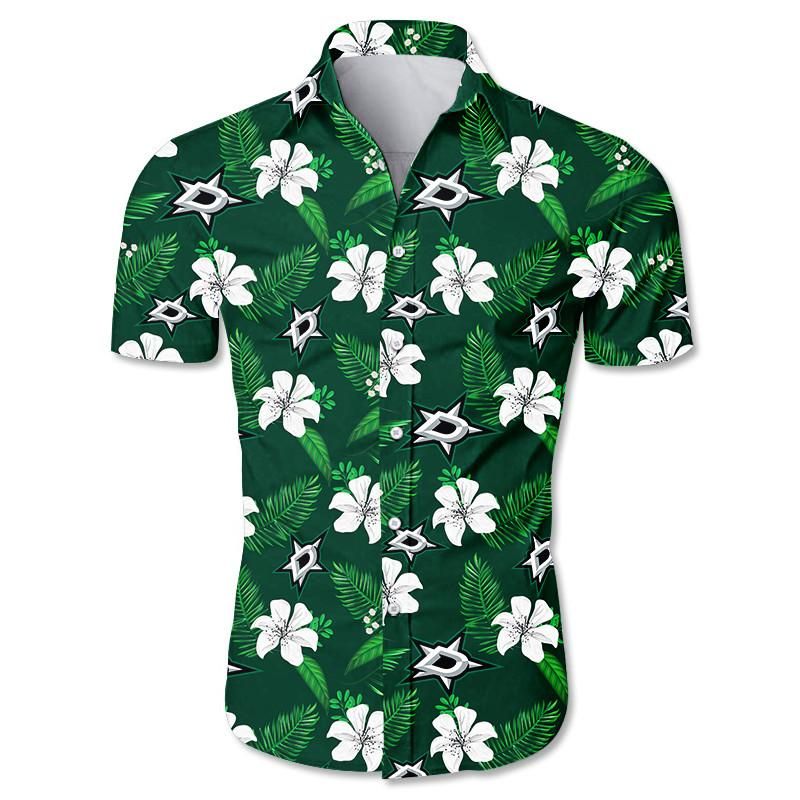 Dallas Stars Hawaiian Aloha Shirts Floral Button Up Slim Fit Body