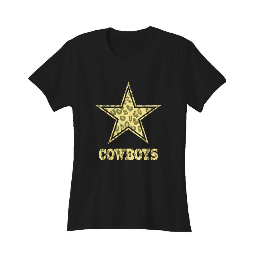 Cheetah Dallas Cowboys Leopard Baseball Star Print Love Deep In The Heart Texas Women’s T-Shirt