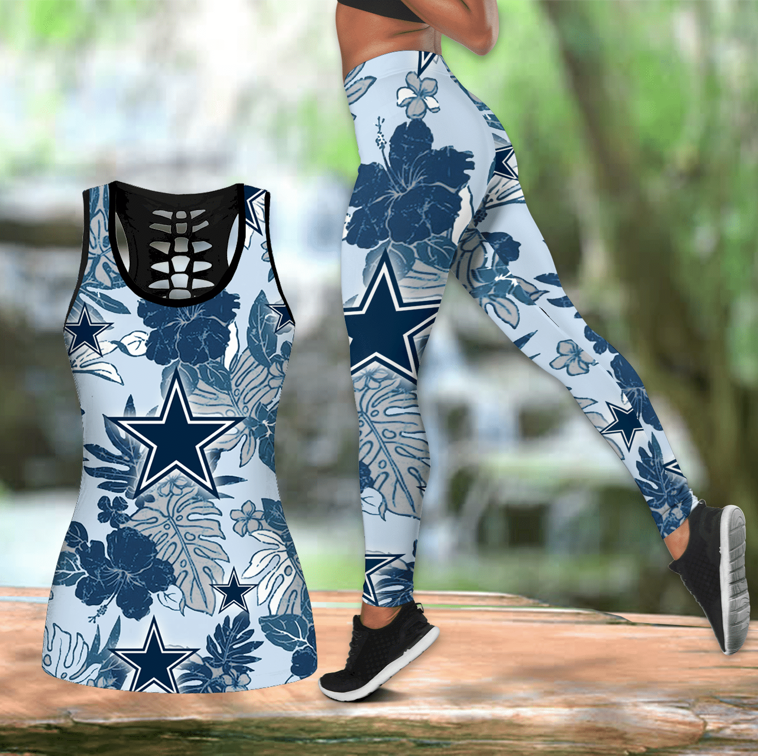 Combo Dallas Cowboys New Hawaiian Hollow Tanktop Leggings set V1714