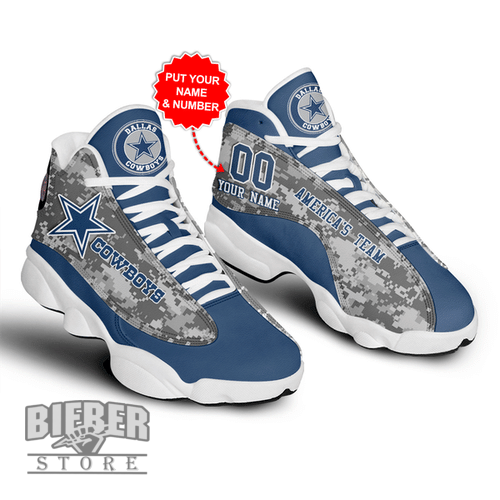 Dallas Cowboys Football Personalized Shoes Air JD13 Sneakers Camo