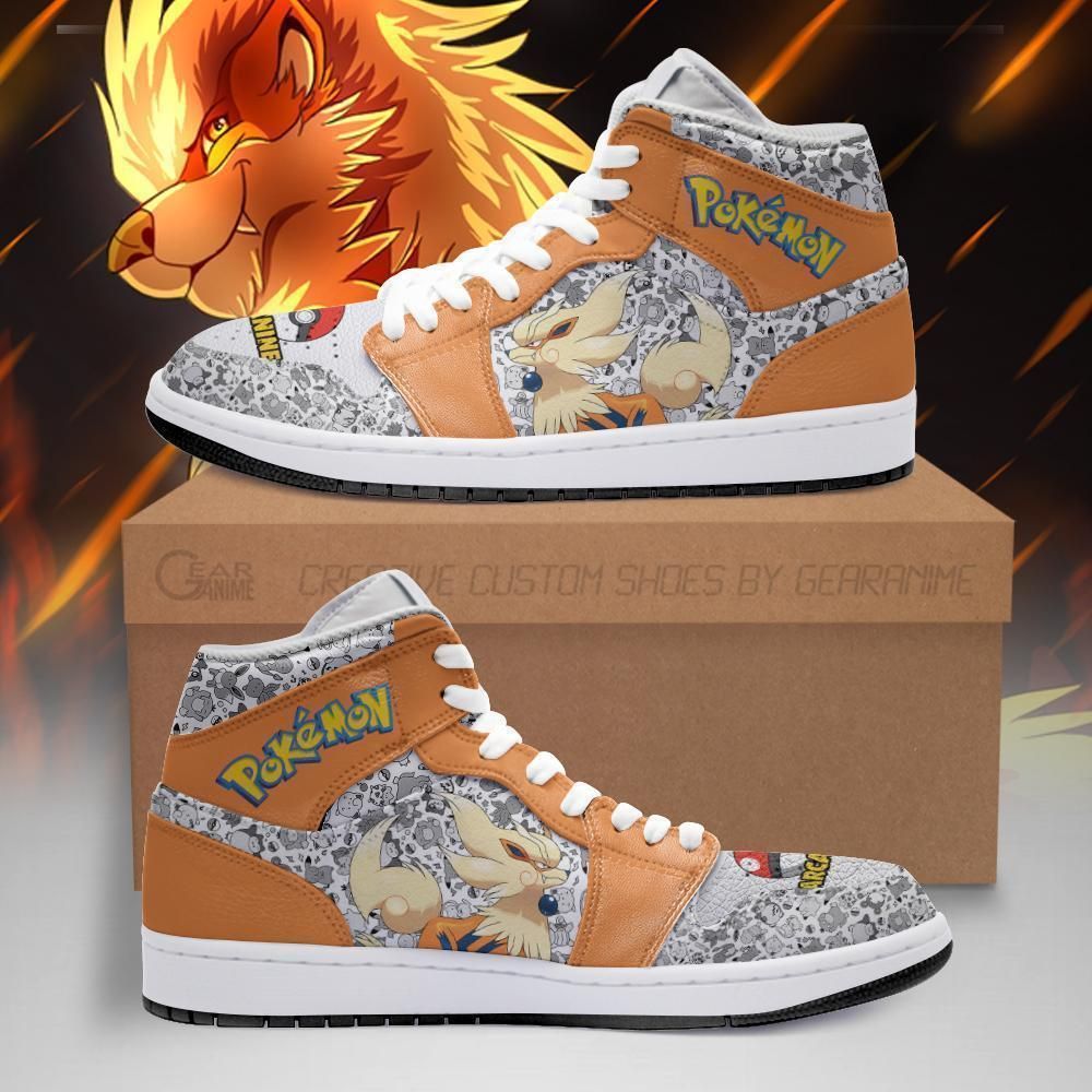 Arcanine Sneakers Cute Pokemon Anime Shoes Fan PT04