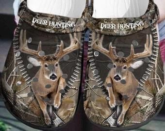 Deer Hunting Crocs 3D Printed Deer Crocs Crocband Clog Gift For Hunting Water Shoes Classic Clogs For Man And Women