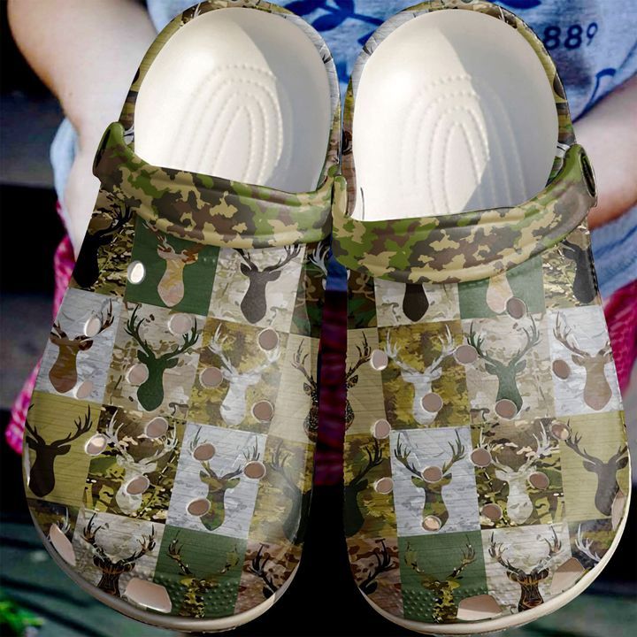 Hunting Camo Deer Sku 1463 Crocs Crocband Clog Comfortable For Mens Womens Classic Clog Water Shoes