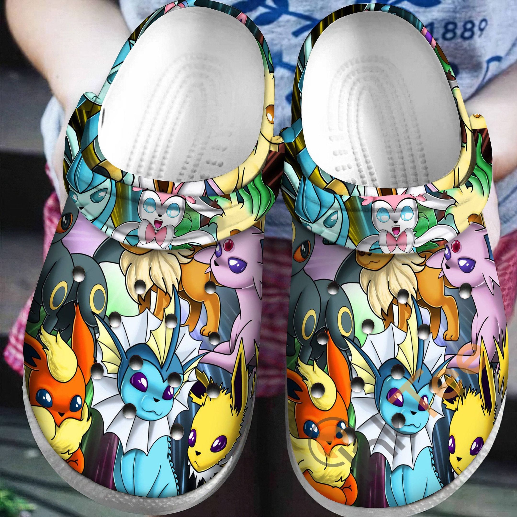 Eevee Collab Pokemon Sku30 Crocs Crocband Clog Comfortable For Mens Womens Classic Clog Water Shoes