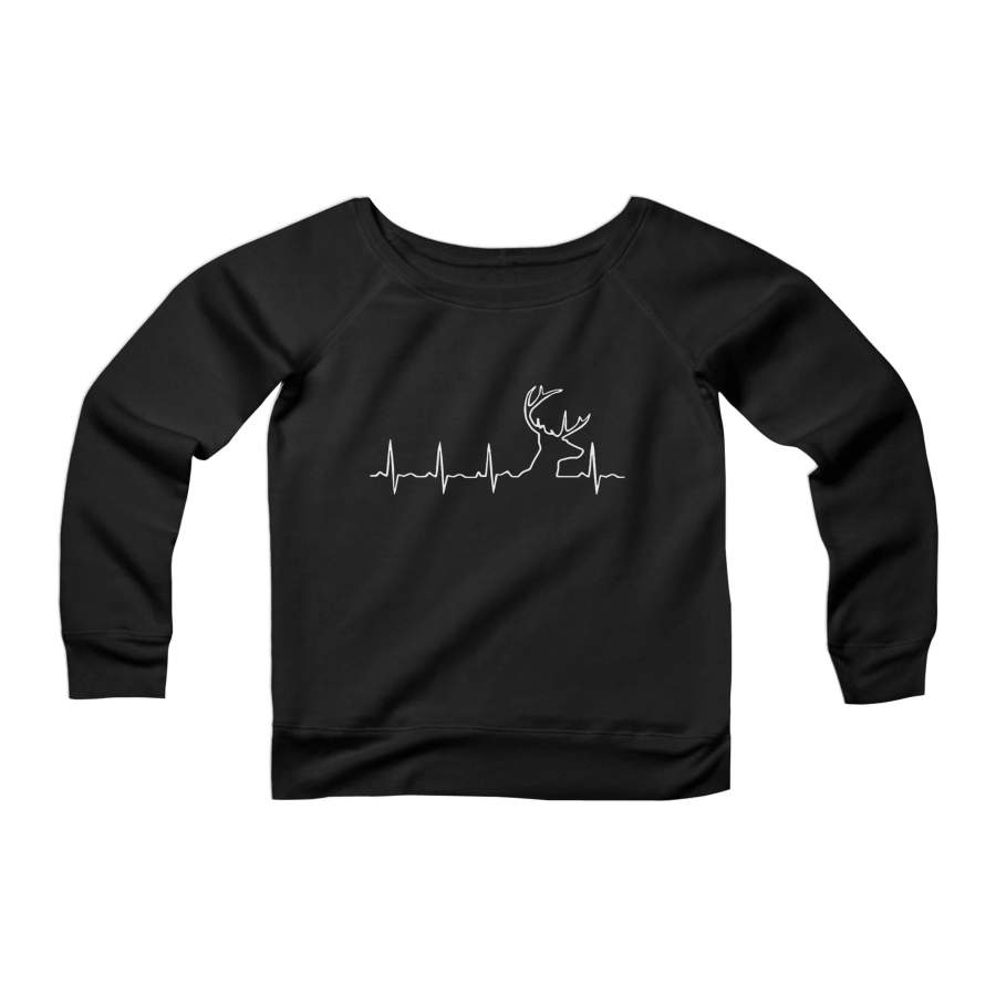 Deer Heartbeat Hunting CPY Womans Wide Neck Sweatshirt Sweater