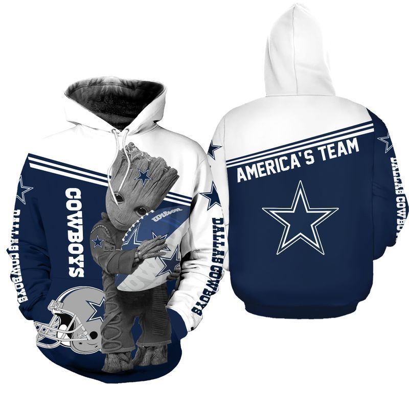 Dallas Cowboys Groot Hold Hoodie 3D Zipper Hoodie For Men For Women All Over Printed Tnt 00775